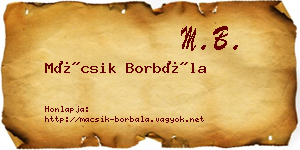 Mácsik Borbála névjegykártya